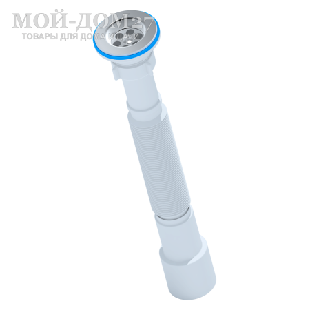 Сифон гофрированный для раковины G1-1/2” * 40/50 мм | Мой-Дом27 | Применяется для крепления к отводу воды из нержавеющей мойки умывальника Акватекс. В комплект входит запасной выпуск